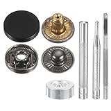 QUARKZMAN 24Set Ledernieten Befestigungsset 15mm Durchmesser Messing Druckknopfkappe Knopf 2.72' Länge Metall Druckknöpfe Mit 4 Installationswerkzeugen Für Mantel Tasche Leder