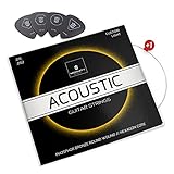 MORIATY® Gitarrensaiten für Westerngitarre - Premium Stahl Phosphor-Bronze (7 Saiten-Set) für Western-Gitarre & Akustikgitarre | INKLUSIVE: 4 Plektren + Extra hohe E-Saite