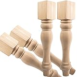 JOYCEMALL 73x9cm Holz Tischbeine, 4er Set Rustikal Landhaus Massivholz Gedrechselte DIY Ersatz Möbelfüße für Esstisch Stuhl Couchtisch Sitzbank Kochinsel