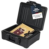 HMF Feuerfeste Dokumentenbox DIN A4, wasserdichte Geldkassette abschließbar | 36,5 x 32 x 15,5 cm | Schwarz