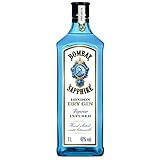 Bombay Sapphire Distilled London Dry Gin, 40% Vol., 100 cl/1L, per Dampfinfusion hergestellt mit 10 erlesenen exotischen Botanicals, ideal für die Hausbar und als Geschenk ab 18