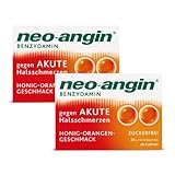 neo-angin Benzydamin gegen akute Halsschmerzen | Lutschtabletten mit Honig-Orangengeschmack für Erwachsene & Schulkinder | zuckerfrei | Sparset mit 2 x 20 Stück