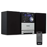 Auna Stereoanlage, Kompaktanlage mit CD-Player, Bluetooth & FM/DAB/DAB+ Radio, Stereoanlage mit 2 Lautsprecher, Musikanlage mit Fernbedienung, Wecker, MP3 & Streaming, Musik-Anlage Kompakt