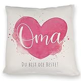 Beste Oma Kissen mit Spruch Oma Du bist die Beste Liebevolle Geschenkidee für Großmutter Weltbeste Oma in Pink Familie und Herz vereint Glück Ausdruck