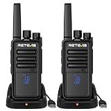 Retevis RT668H Walkie Talkie, Funkgerät mit Verstecktem Display, Wiederaufladbarer Typ-C 1200 mAh, VOX, Rauschsperre, Robust, Walki Talki für Familienreiten, Geschenk (Schwarz, 2 Stück)