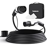 tomons Typ 2 Ladekabel, 22KW 5M 32A 3-Phasig,Elektroauto Typ 2 für EV/PHEV, Typ 2 auf Typ 2 EV mit Tragetasche und Mikrofasertuch für Model S/3/X/Y, ID.3, ID.4