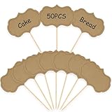 Buffet Schilder Zum Beschriften + Fähnchen Message Board (50 STK.) Für Party/Kuchen/Lebensmittel – Braun Käse Marker & Reserviert Schilder Set mit Beschriftbarer Flaggen-Kennzeichnung