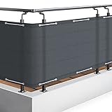 Sol Royal Balkon Sichtschutz PES SolVision PB2 100x500 cm Anthrazit - Balkonumspannung mit Ösen & Kordel, wasserabweisend & witterungsfest - blickdichte Balkonbespannung 160 g/m² mit UV-Schutz
