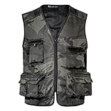 WORK IDEA Herren Outdoor-Arbeitsweste Multi-Pocket-Angelweste Lichtfeldweste Tarnweste Sommer-Multifunktionsweste atmungsaktive Angelweste