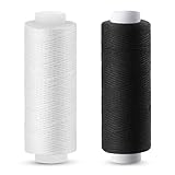 Tundi Nähgarn, Schwarz und Weiß, 2 Stück 200 yards, Polyester-Nähmaschinengarn für Nähmaschinen, Handnähen und Sticken