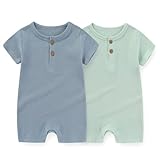 JELYLOVE Solid Unisex Kurzarm Baby Jungen Mädchen Spieler 2er-Pack Baumwolle Weich säuglingskleidung 0-24 Monate