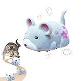 ACAREY Katzenspielzeug Maus Elektrisch, Interaktives Katzen Spielzeug Selbstbeschäftigung mit 2 Knopfzelle, Realistische Geräusche Elektrisches Mäuse, Selbst Bewegen Hindernisse Vermeiden (Grau)