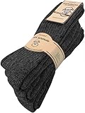 normani 3 Paar Wollsocken 100% Schafswolle Winterosocken für Damen und Herren Farbe Anthracite Größe 43-46