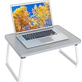 Laptop-Tablett für Bett oder Couch, tragbares Frühstücks-Serviertablett mit klappbaren Beinen, faltbarer und leichter Mini-Tisch, Laptop-Ständer zum Arbeiten, Lesen und Schreiben, Grau