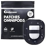 Adamson Omnipod 5 Pflaster – 25 Wasserdichte Omnipod 5 Fixierband Patches, Hautfreundlich & Schweißresistent, Kein Kleber in der Mitte, Einfach zu Entfernen, Sicherer Halt, Omnipod 5 Hülle Schwarz