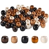 Holzperlen mit großem Loch: 100 Stück Makramee-Haarperlen aus Holz mit großem Loch, für Zöpfe für Erwachsene, Makramee-Zubehör/Halsketten/DIY-Schmuckhandwerk