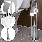 Aquamarin® Edelstahl Toilettenpapierhalter mit Toilettenbürste - 81/22/22 cm, in Silber - Stand WC Garnitur, Toilettenbürstenhalter, Toilettenpapierhalter Stehend, Klorollenhalter, Klobürsten-Halter