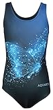 Aquarti Mädchen Badeanzug mit Ringerrücken Print, Farbe: Schmetterling Blau/Schwarz, Größe: 164