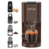 KOTLIE Espresso Kaffeemaschine, 4 in1 Kaffeemaschine für NES/DG/Mehl/ESE(44mm) Kapsel Espressomaschine, 19 Bar(BRAUN)