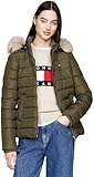 Tommy Jeans Damen Pufferjacke Basic Hooded Down Jacket mit Kapuze, Grün (Fatigue Green), L
