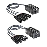 Tuesoa XLR-Stecker/Buchse, 4-Kanal-Snake-Ethercon-RJ45-Cat5/Cat6-Ethernet-Extender für Live-Bühnen (1 Paar), Schwarz
