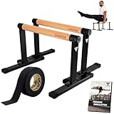 GORNATION Parallettes, inkl. Grip Tape, Calisthenics Equipment für Handstand & Push Ups, Liegestützgriffe mit Griffen/Stangen aus Holz, Push-Up Bars für Fitness zuhause & Outdoor