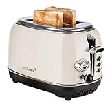 Korona 21666 Toaster, 2 Scheiben, Creme, Röstgrad-Anzeige, auftauen, rösten, aufwärmen, 810 Watt, Brötchen-Aufsatz, Krümel-Schublade, Brotscheiben-Zentrierung