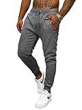 OZONEE Herren Jogginghose Hose Sport Trainingshose Sporthose Freizeithose Unifarbe Herrenhose Sweatpants Fitnesshose Sweathose Fußballhose Jogpants Joggpants JS/XW01 DUNKELGRAU L