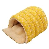 Katzenhöhle – PP-Baumwolle, waschbar, warmes Haus, Stoff, halbgeschlossenes Kuppel-Design, Haustierhöhle, verstellbar, abnehmbar, Unterschlupf für Welpen, Kätzchen, kleine Spielecke, Winter