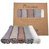 MILAMOR Mulltücher 5er Set 60x60cm / 100% GOTS Bio-Baumwolle/Spucktücher/Musselin Tuch/Mullwindeln Spucktücher/Moltontuch/Spucktuch Baby