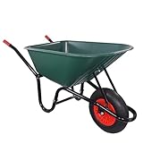 GARMIO® Schubkarre 85 Liter bis 150 kg Garten Bauschubkarre, Gummi-Luftreifen mit Felge - Wanne aus Kunststoff - Transportkarre grün