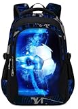 BABUN Jungen-Rucksack für Grundschulkinder, Büchertasche, Mittelschultasche, strapazierfähig, Fußball, Laptop, langlebig, wasserdicht, 45,7 cm