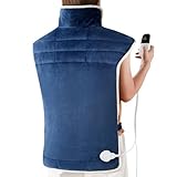 Zgrmbo Elektrische Heizkissen Rücken mit Abschaltautomatik, Voll Gewichtetes Heizkissen für Nacken Schulter mit 30°C - 70°C Wärmestufen, 1,5 kg Nackenwärmer Schulterwärmer, Waschbar