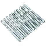 QWORK® 10 Stück Stockschrauben M8 x 100 mm Doppelgewinde Kohlenstoffstahl Verzinkt, Zubehör für die Möbelmontage