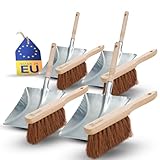 Novaliv 4X Kehrschaufel Set verzinkt Kokosborsten Kehrblech und Handfeger Set Kehrset Kehrgarnitur Dustpan and Brush Handfeger Kokos Kehrwisch Kaminzubehör Kaminbesen Kehrschaufel