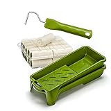 Colorus Lackier Set Velours lösemittelbeständig 6 cm 4 mm Flor | 20 x Lackierrollen inkl. 1K Farbrollerbügel + 2 x Farbwanne 10 x 23 cm | Lackwalze + 1K Bügel + Farbwannen