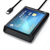 CSL - USB C Personalausweis Lesegerät mit NFC - Chipkarenleser SIM - Dual Mode (NFC und Kartenslot) - Kartenlesegerät - Win 10-11 - für den neuen Personalausweis Gesundheitskarte Keine EPA Bankkarten