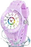 GUUMUXIN Kinderuhr, Lernuhr mit Zeigern für Kinder. Mehrfarbige Zifferblatt mit klaren Skalen. Mit weichem Armband. Geeignet für Jungen und Mädchen und leicht zu lesen und zu Lernen