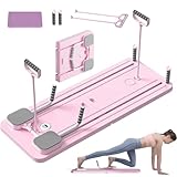 Pilates Board Set,2025 Upgraded Pilates Reformer Set,5-in-1 Pilates-Reformer mit LED-Zähler für Familien Geeignet,Einschließlich Knieschutz und Videoanleitung,ideal für Anfänger und Profis (Rosa)