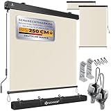 KESSER® Senkrechtmarkise 160x250cm Außenrollo Handkurbelmechanismus Balkonrollo Sonnen-und Sichtschutz Beschattung Sonnenschutz mit Kurbel Markisenkasten Balkon & Terrasse inkl Montageset & Abdeckung
