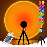 Balkwan Sunset lamp 16 Farben Sonnenuntergangslampe Fernbedienung zum Einstellen des Farbwechsels, modernes romantisches visuelles Umgebungslicht, geeignet für Wohnzimmer Schlafzimmer dekoratives