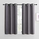 NICETOWN Vorhang Blickdicht Kurz Vorhänge Grau 2er Set H120 x B107 cm Verdunklungsvorhänge mit Ösen Gardinen Fenster Fenstergardinen Modern Scheibengardinen 120 cm Thermal Curtains, H120 x B107 cm