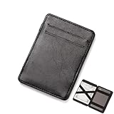 GUSHE Flip PU Magic Wallet, magisches Flip-Portemonnaie, Magische Geldbörse Herren, Flache Geldbörse Kartenetui, Kleines Schlankes Portemonnaie Geldbeutel, Slim Geldbeutel Kreditkartenetui (Schwarz)