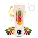 Tragbarer Mixer Smoothie Maker, 700ml Mini-Mixer für Smoothies und Shakes,Mini-Standmixer mit 12 Rostfreien Klingen,kleiner Entsafter USB Aufladbarer,Personal Blender für Küche Reise Büro Sport(Beige)
