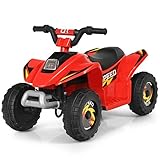 GOPLUS 6V Elektro Kindquad ATV mit Vor- und Rückwärtsschalter, Miniquad Kinderauto, Elektrofahrzeug aus PP + Stahl, Elektro Motorrad für Kinder ab 3 Jahre bis zu 30kg tragbar, 73x40x44,5cm (Rot)