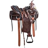 RAJ INTERNATIONAL Sattel aus Leder, hochwertig, hochwertig, hochwertig, bequem, Westernfass für Rennsport, Trail, Reitsport, Pferdesattel, Größe 40,6 cm, Sitz, antikes Fass