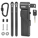 Faltschloss Fahrrad Mit Halterung - 2 Schlüssel & Schlüsselring - Gehärteter Stahl, 6 Gelenke, Hohe Sicherheit - Für MTB, Schwarz