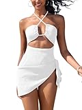 SHEKINI Badeanzug Damen Bauchweg Badeanzüge Cutout Monokini Neckholder Bademode Swimsuit mit Abnehmbare Schnürung Schwimmrock Zweiteilig