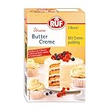 RUF Buttercreme mit Creme-Pudding, zum Eindecken & Garnieren von Torten & Cupcakes, fondant-tauglich, vielseitig anwendbar & glutenfrei, 2 x 70g