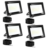 Jiubiaz LED Strahler Außen 50W, 3000K/4000K/6500K Dimmbar, Superhell Fluter Flutlichtstrahler, IP66 Wasserdicht Scheinwerfer Aussenstrahler für Hof, Garten, Garage (4 Stück)